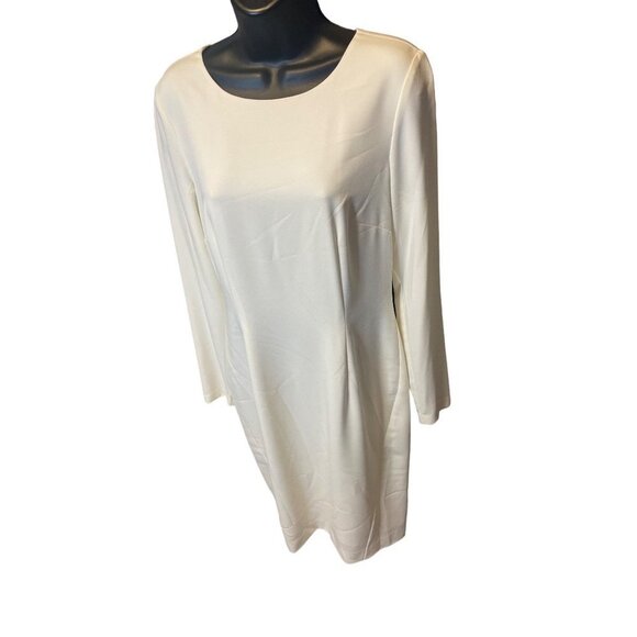 Cremieux White Long Sleeved Sheath Dress Sz 6 - Picture 3 of 9